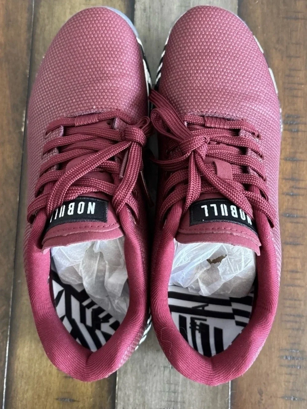 NoBull CABERNET ZEBRA Trainer Low Top Men 7 WOMEN 8.5 Red Black White Shoes